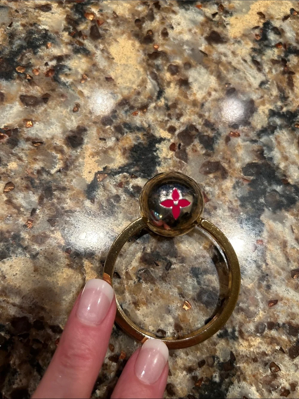 Louis Vuitton Gold and Red Monogram Keyring Charm